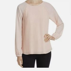 Calvin Klein Pink Blush Long Sleeve Pleated Blouse